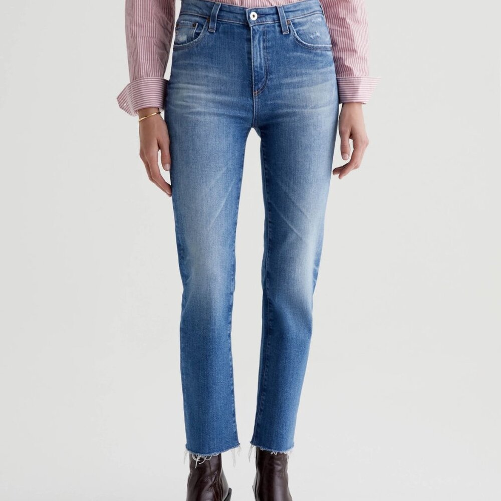 NWT AG Saige High Rise Straight Crop Jeans in 18 Years Providence Size 29